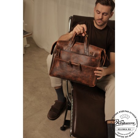  Кожаная деловая сумка "Марк" (коричневый крейзи) 